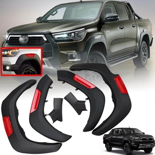 คิ้วล้อ โป่งล้อ ขนาด 6 นิ้ว ตัวท็อป TOP รุ่น โตโยต้า ไฮลักซ์ TOYOTA HILUX REVO ROCCO ปี 2015 - 2021 สีดำด้าน ตัดแดง