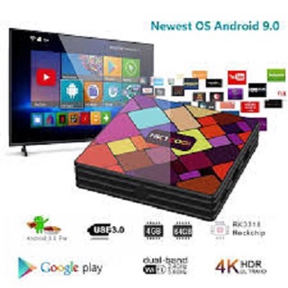 NEW Android 9.0 HK1 COOL กล่องทีวี 2.4G/5G Dual WiFi BT4.0 Rockchip RK3318 HK1 Cool H.264 YouTube 4K 1080P Media Player