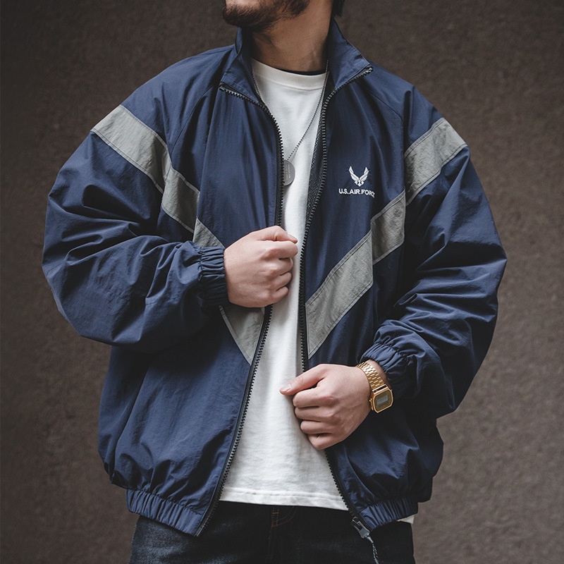 Retro Tooling ARMY Air Force Pilot Jacket Training Suit Vibe Wind เสื้อแจ็คเก็ตมีฮู้ดสะท้อนแสง