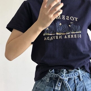 Bh เสื้อยืด แขนสั้น ผ้าฝ้าย ลายหมี สไตล์เกาหลี แฟชั่นฤดูร้อน สําหรับผู้หญิง
