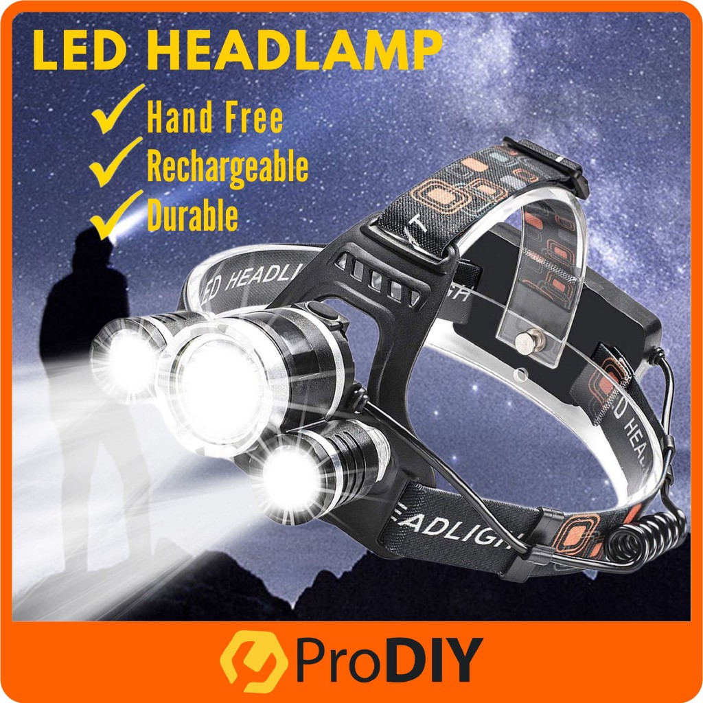 Brightest Head Lamp LED Work Headlight 18650 Rechargeable Waterproof Flashlight 4 Modes Headlamp