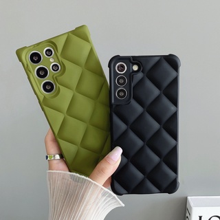 เคสโทรศัพท์ ซิลิโคนนิ่ม กันกระแทก ลายตาราง 3D สําหรับ Samsung Galaxy S22 S21 Ultra S22 Plus