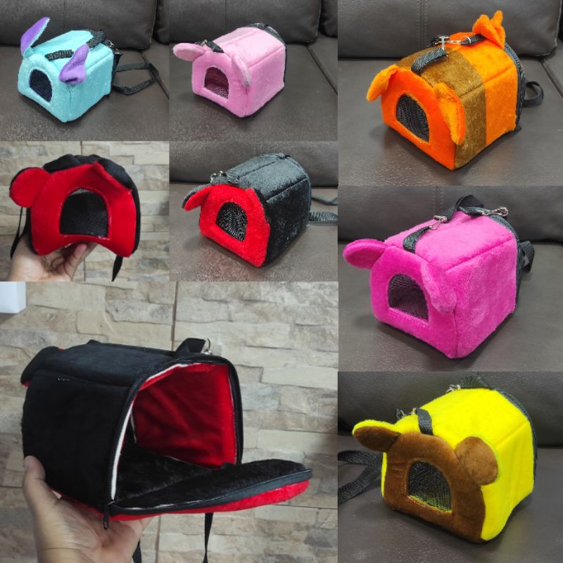 กระเป๋าสะพาย สำหรับชูการ์ หนู กระรอก เม่นแคระ หรือสัตว์ขนาดเล็ก ( คละสี คละลาย )