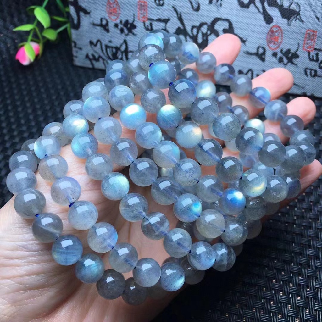 สร้อยข้อมือแสงจันทร์สีเทาธรรมชาติของขวัญทุกการแข่งขันเรียบง่ายขนาด 8 มม.