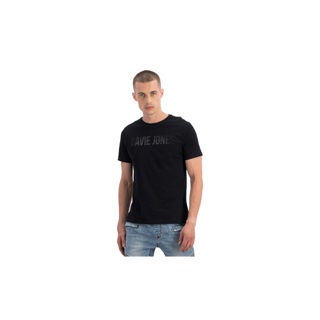 DAVIE JONES เสื้อยืดพิมพ์ลายโลโก้ สีดำ Logo Print T-Shirt in black LG0031BK