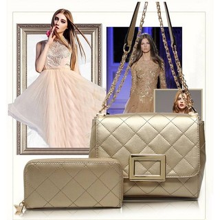กระเป๋า berry bag เซท 2 ใบ สะพายสีทอง