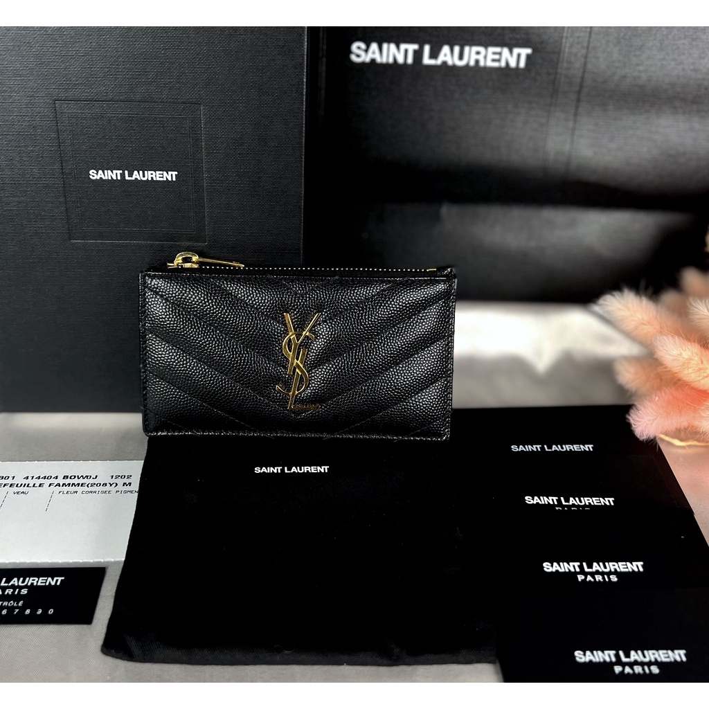 Saint Laurent Zip Fragments YSL Monogram Pouch Card Case Wallet