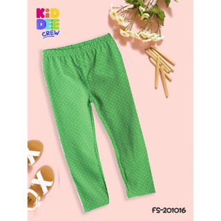 KiddeeCrew เลกกิ้งเด็กผู้หญิงสีเลกกิ้งเขียวจุดสีขาวMint Green Polka Dot Legging  เหมาะสำหรับอายุ 1-10 ปี