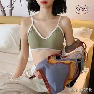 ชุดชั้นใน ◙❀﹍Som underwear เสื้อในไร้ขอบไร้โครง บราสปอร์ต บราแฟชั่น สายเล็ก ขอบสี มีฟองน้ำ แบบสวม ผ้านุ่มยืดหยุ่น ใส่ส