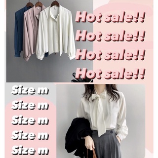 SALE!!! ลดราคาลงมากที่สุดเฉพาะเดือนนี้ เสื้อผู้หญิงชีฟองแขนยาวเสื้อทำงานขาว/ชมพู(พร้อมส่ง)