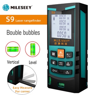 Mileseey S9 ไม้บรรทัดเลเซอร์วัดระยะทางดิจิทัล 50 ม. 70 ม. 100 ม. สองระดับ สําหรับวัดพื้นที่ยากลําบาก