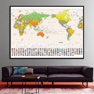 World Map -Large Map Poster Prints Wall Art Background Cloth Home Living Room Wall Decor