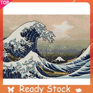 14CT ชุดปักครอสติช Diy Kanagawa Wave 60x44 ซม. สําหรับงานศิลปะหัตถกรรม