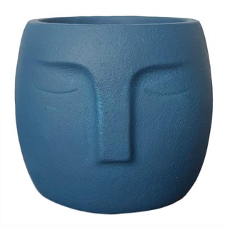 กระถางปูนหน้าคน บ้านปูนปั้น สีน้ำเงิน CEMENT PLANT POT BPP FACE BLUE