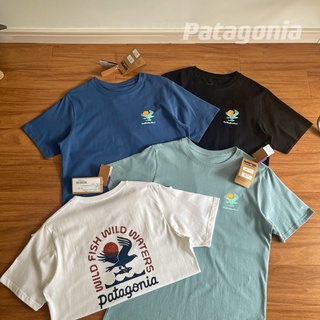 เสื้อยืดผ้าฝ้ายพิมพ์ลายแฟชั่นเสื้อยืดแขนสั้น พิมพ์ลายนก Patagonia สไตล์คลาสสิก สําหรับผู้ชาย และผู้หญิง