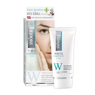 Smooth E White Baby Face Cream สมูท อี ไวท์ เบบี้ เฟซ ครีม ลดความหมองคล้ำ ขนาด 0.4 OZ 12 กรัม 07300 / 1 OZ 30 กรัม 06418