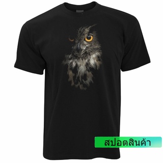 เสื้อยืด คอกลม พิมพ์ลายนกฮูก ขนาดใหญ่