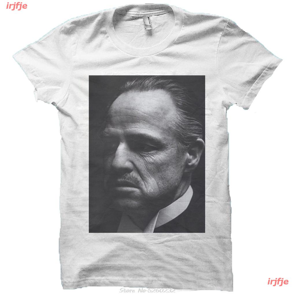 TSHIRTฝ้ายNew Marlon Brando The Godfather White Happiness Is My เสื้อยืดผู้ชาย ดพิมพ์ลาย เสื้อยืดผ้าฝ้าย คอกลม cotton แฟ