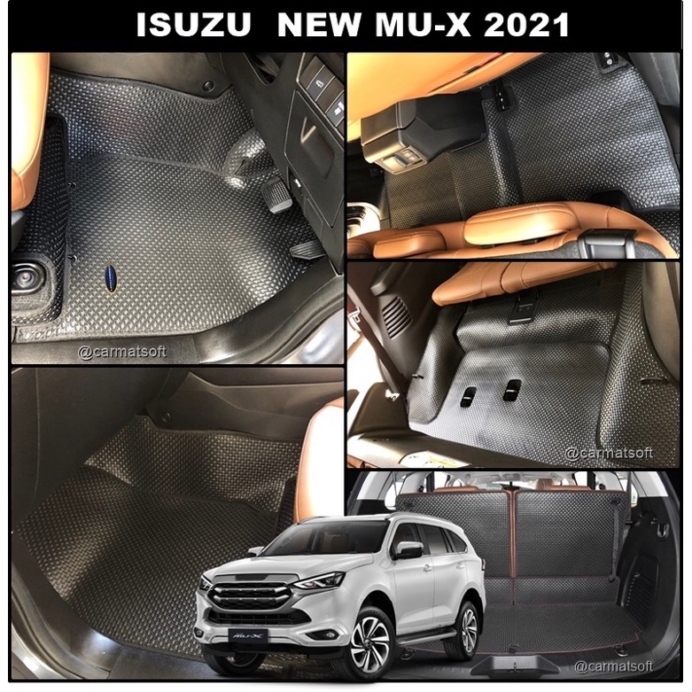 พรมปูพื้นรถยนต์ ISUZU MU-X 2021-2024+หลังเบาะตอน2-3  ลายกระดุมยางPVC