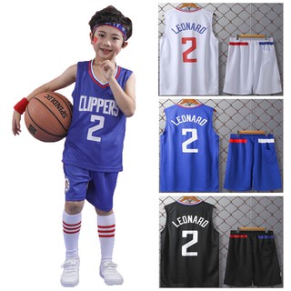 NBA Los Angeles Clippers Jersey #2 Kawhi Leonard Jersey เด็ก ชุดเสื้อบาสเก็ตบอล Kids Tops+Shorts Basketball Jersey Set