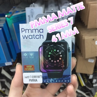 PMMA Matte Apple Watch Series7 แอปเปิ้ลวอช ไอโฟน ฟิล์มกันรอย ฟิล์มกันรอยหน้าจอ ฟิล์มกันรอยหน้าจอแบบด้านขอบดำ(Black)(Matte)