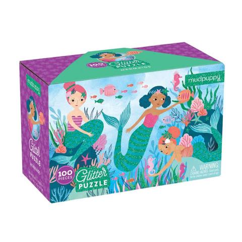 Mermaid Glitter Puzzle 100 ชิ้น จิ๊กซอว์มีกลิตเตอร์ประดับทั้งภาพ น่าเล่นมากๆค่ะ