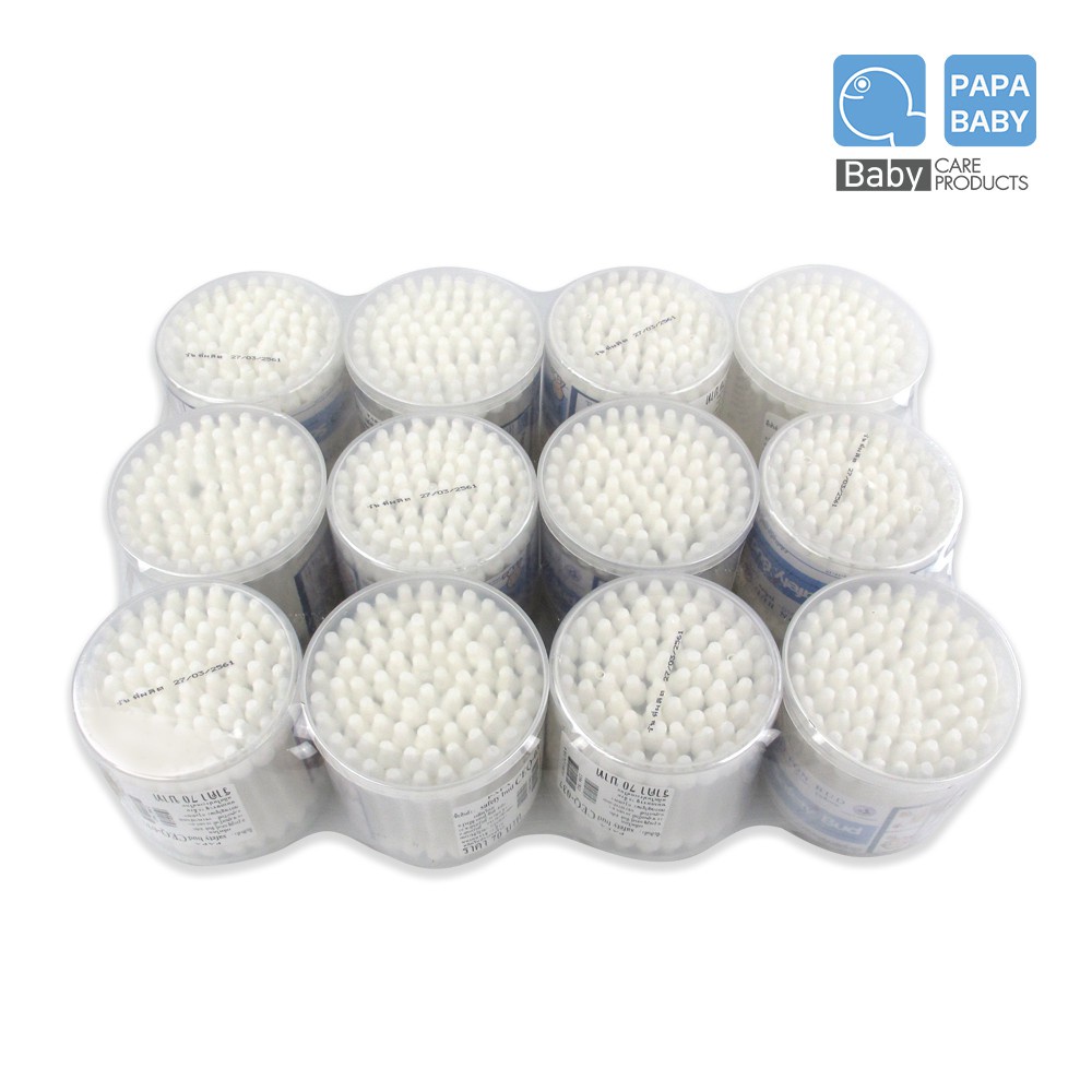 บ้าน☼❡PAPA BABY สำลีก้านหัวใหญ่ CEQ-037 รุ่นพิเศษสำหรับเด็ก คอตตอนบัด (75 ก้าน x12 แพ็ค)