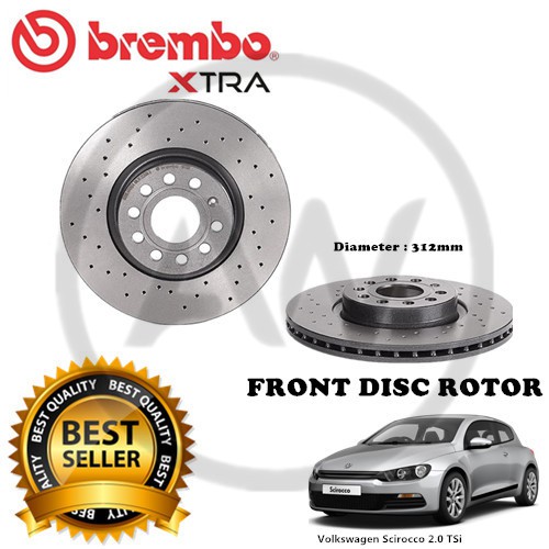 BREMBO XTRA Volkswagen Scirocco 2.0 TSi ด้านหน้าด้านหลังเจาะกีฬาแข่งดิสก์เบรกโรเตอร์