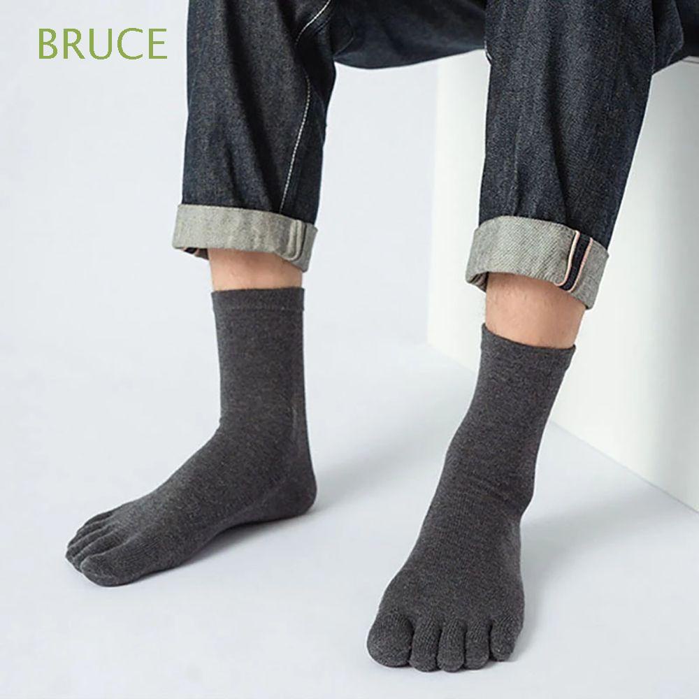 BRUCE Breathable Five-Finger Socks Casual Middle Tube Socks Toe Socks Five Toe Solid Color Running Anti-slip Soft Sports Men's Socks/Multicolor