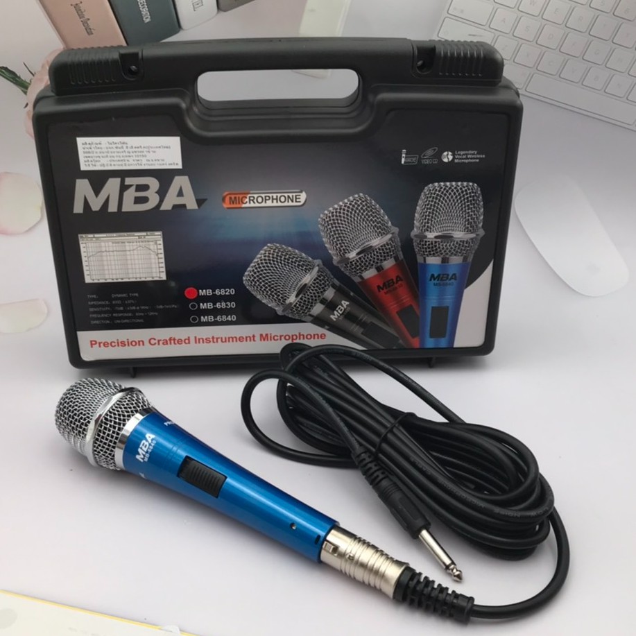 ไมค์สาย MBA ไมค์คาราโอเกะ Microphone สายยาว 5 เมตร พร้อมกระเป๋า
