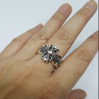 แหวนรมดำ สไตล์ chorme hearts  เงินแท้ 925 sterling silver