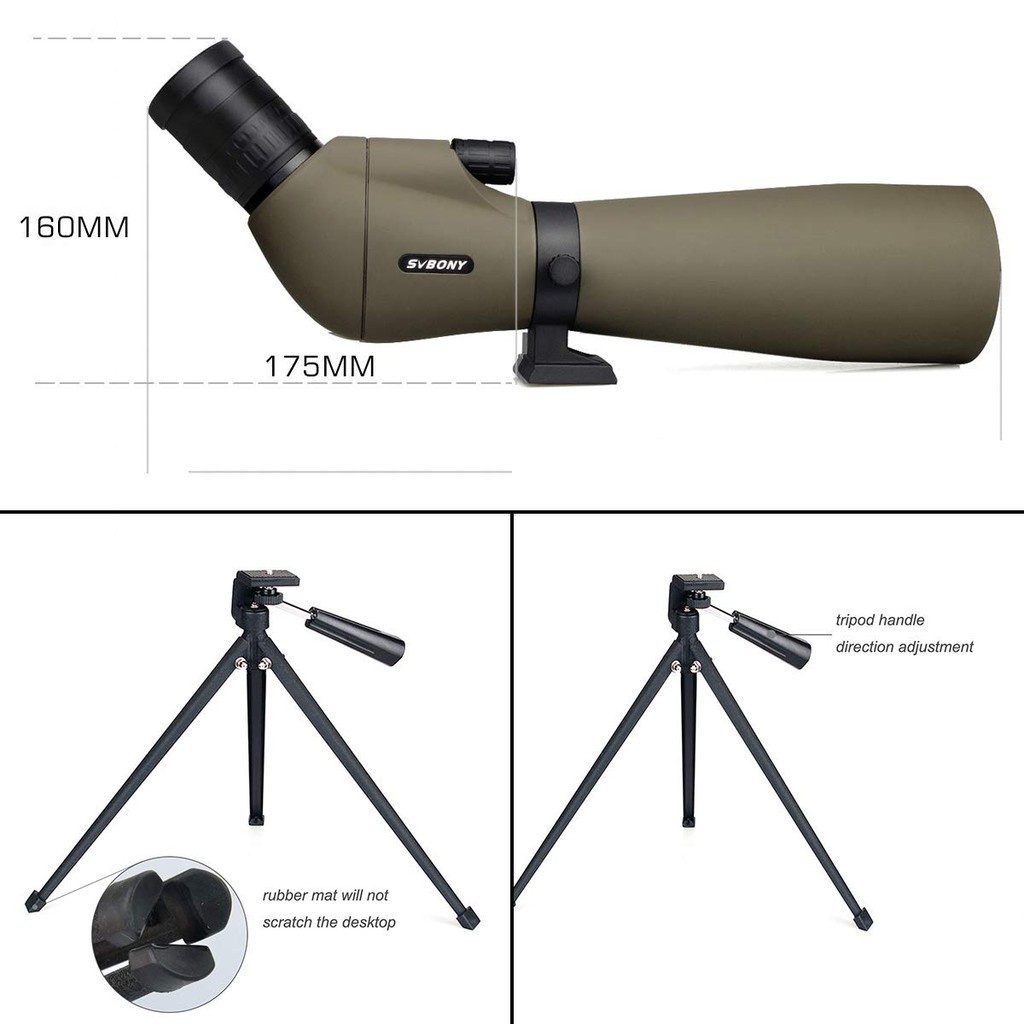 Svbony SV401 Spotting Scope 20-60x80 ซูมกล้องโทรทรรศน์ขาตั้งกล้อง Bk7 Prism สําหรับกลางแจ้งดูนก — صورة 4