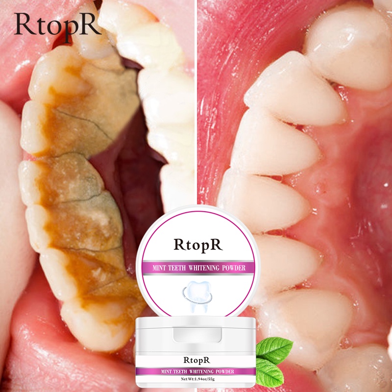 เครื่องมือทำความสะอาดฟัน 55G Mint Teeth Whitening Powder Toothpaste