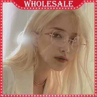 【ราคาขายส่ง ราคาถูก】แว่นกันแดด Jennie The Same Rimless สไตล์เรโทร ป้องกันแสงสีฟ้า สําหรับผู้หญิง