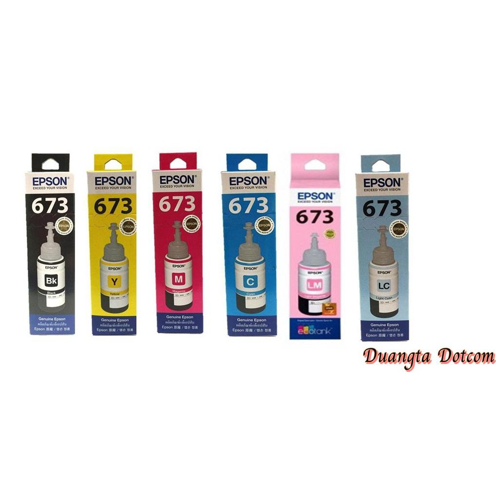 Epson 673 BK,C,LC,M,LM,Y หมึกเติมเเท้ รุ่น L800,L850,L1800 (1ชุด)