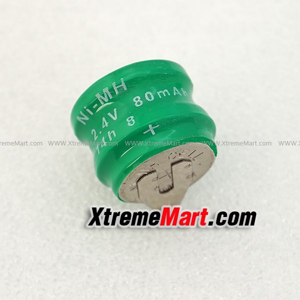 ถ่านกระดุมมีขา 2.4V 80mAh NI-MH Ni MH Battery V80H ชาร์จได้ มีขา Rechargeable Button Cell Battery for Clock memory
