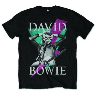 เสื้อยืดวงดนตรีผ้าฝ้ายแท้ คอลูกเรือเสื้อยืดลาย David Bowie  ThunderS,4XLall size