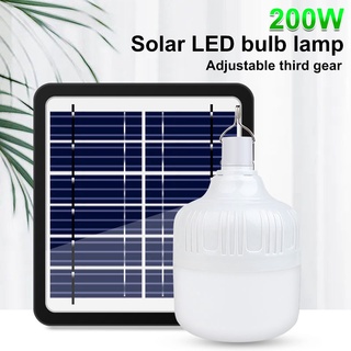 [ขายดี] ไฟตุ้ม 200W โซล่าเซลล์ หลอดพี่โบ้ Solar Light หลอดไฟ พลังงานแสงอาทิตย์ แสงขาว แผงโซล่าเซลล์และหลอดไฟ Led