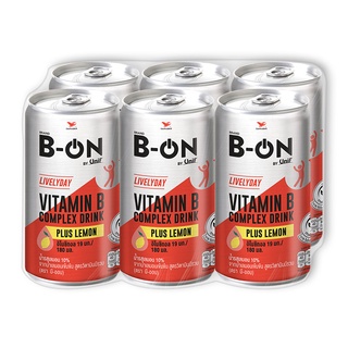 บีออน วิตามินบีรวมผสมเลมอน(มะนาว) บรรจุ180ml ยกแพ็ค 6กระป๋อง B-ON VITTAMIN B COMPLEX PLUS LEMON