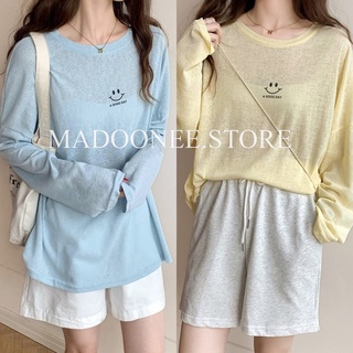 madoonee_พร้อมส่ง(L0001)Smiley A Good Day Long sleeve เสื้อแขนยาว