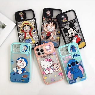 เคสปิดเลนส์กล้อง สไลค์กล้องกรีนลายการ์ตูนสำหรับรุ่น iPhone 11-6plus-6splus-7plus-8plus