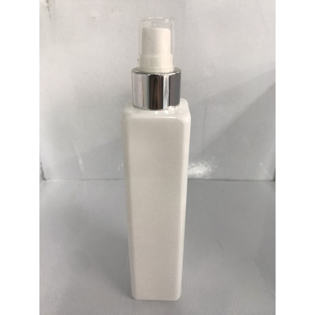 DSB-200ml white #24ขวด pet เหลี่ยม DSB  200 ml.(ทรงสูง) /z-009 #24 สเปรย์สีหัวขาวฝาครอบใสขอบเงินเงา 