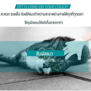 SKISOPGO ถุงมือสัตว์เลี้ยงแบบใช้แล้วทิ้ง ดับกลิ่น ดูแลผิวสุนัขและแมว ถุงมือทำความสะอาดระงับกลิ่นกายสำหรับแมวและสุนัข 6pc