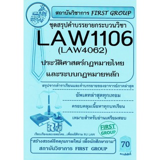 ชีทราม ชุดสรุปคำบรรยาย LAW1106/LAW4062 กระบวนวิชาประวัติศาสตร์กฎหมายไทยและระบบกฎหมายหลัก