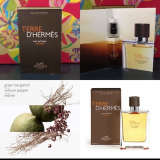 Vial HERMÈS Terre dHermès Eau Intense Vétiver Eau de Parfum 2ml หัวสเปรย์ MFG 2019 EXP 2024