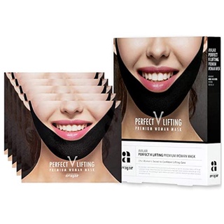 Avajar Perfect V Lifting Premium Black Mask 5pcs มาส์คยกกระชับผิวหน้าเข้ารูปวีเชฟจากเกาหลี