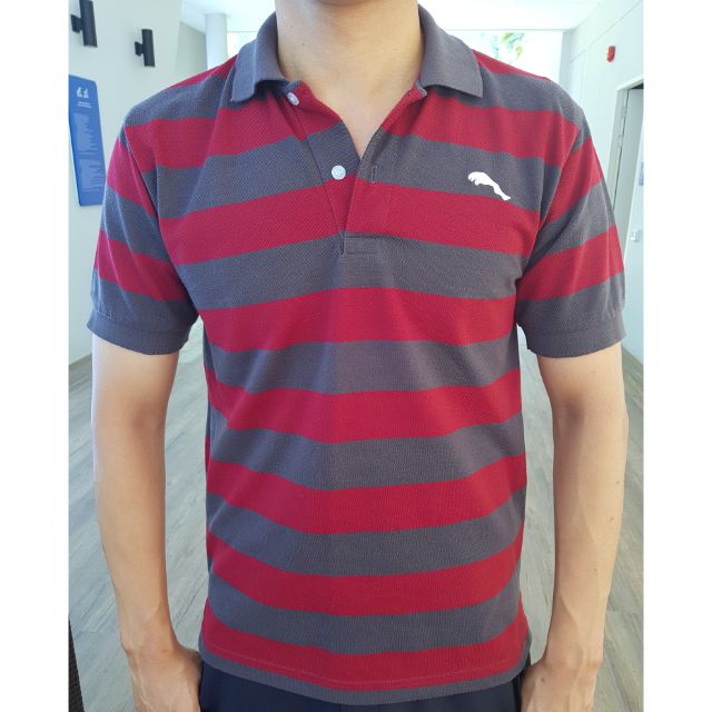 เสื้อโปโล JAGUAR Polo Shirt สีเทา-เลือดหมู ไซส์ M
