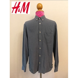 H&amp;M Brand_2nd hand เสื้อเชิ้ตแขน​ยาวผ้าฝ้าย​100​% แท้มือสองกระสอบนำเข้า​ Made in Bangladesh