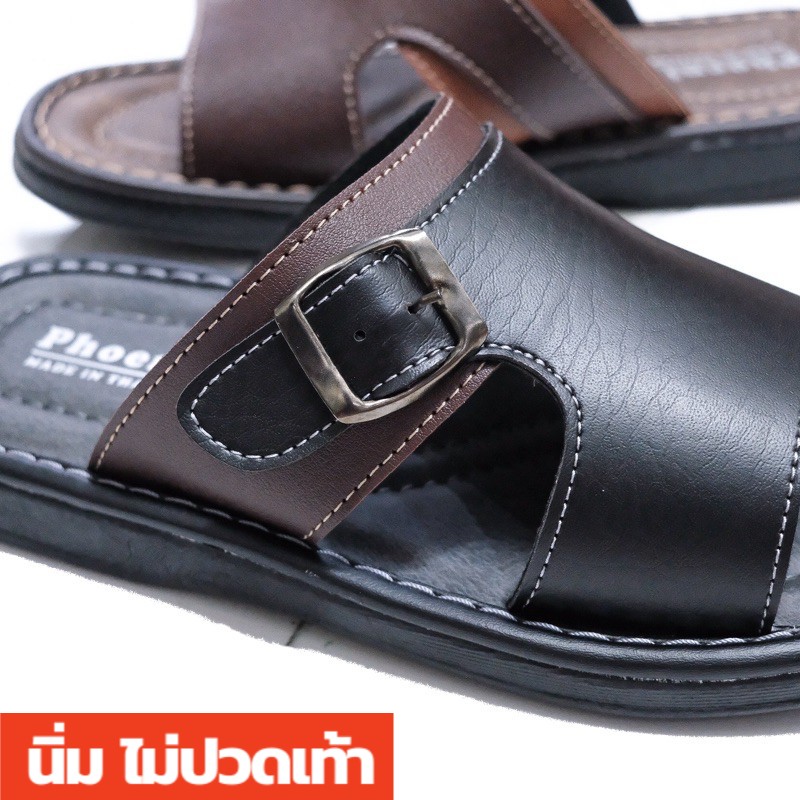 [กรอกโค้ด INC525BR ลดเพิ่ม 30%]รองเท้าแตะผู้ชาย แบบสวม หนังนิ่ม พื้นเสริมนุ่ม ใส่เดินสบาย