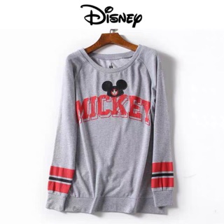 เสื้อดิสนีย์ Mเสื้อมิคกี้เม้าส์ สีเทาแขนยาว งานDisneyแท้คะ สกรีนลายMICKEY MOUSE (TS021)